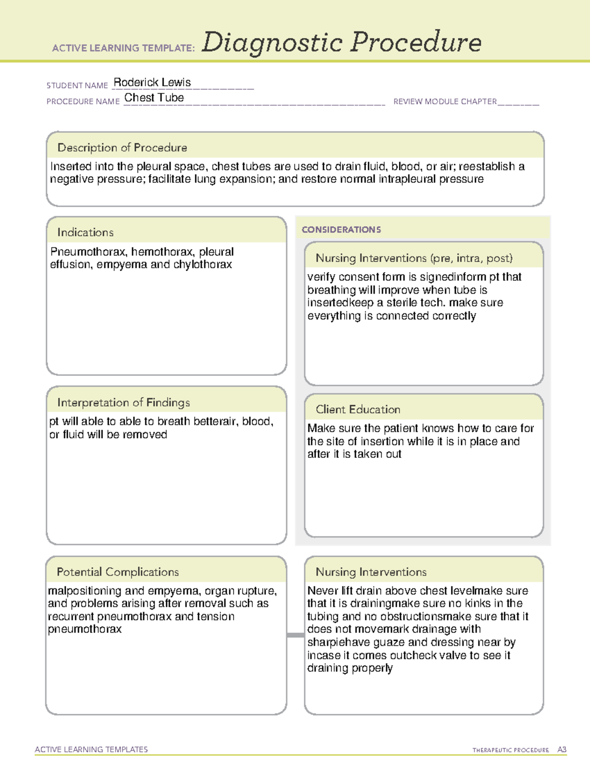 Chest Tubes - ATI Template - ACTIVE LEARNING TEMPLATES THERAPEUTIC ...