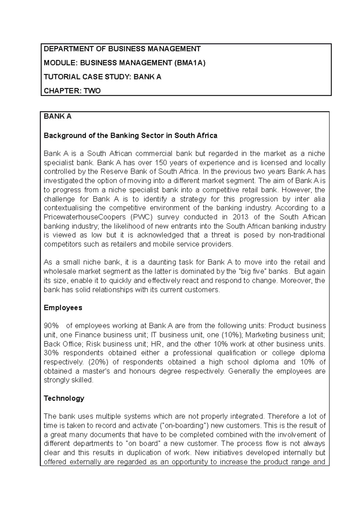 Chapter 2 CASE Study - Practical work for tutorials - DEPARTMENT OF ...