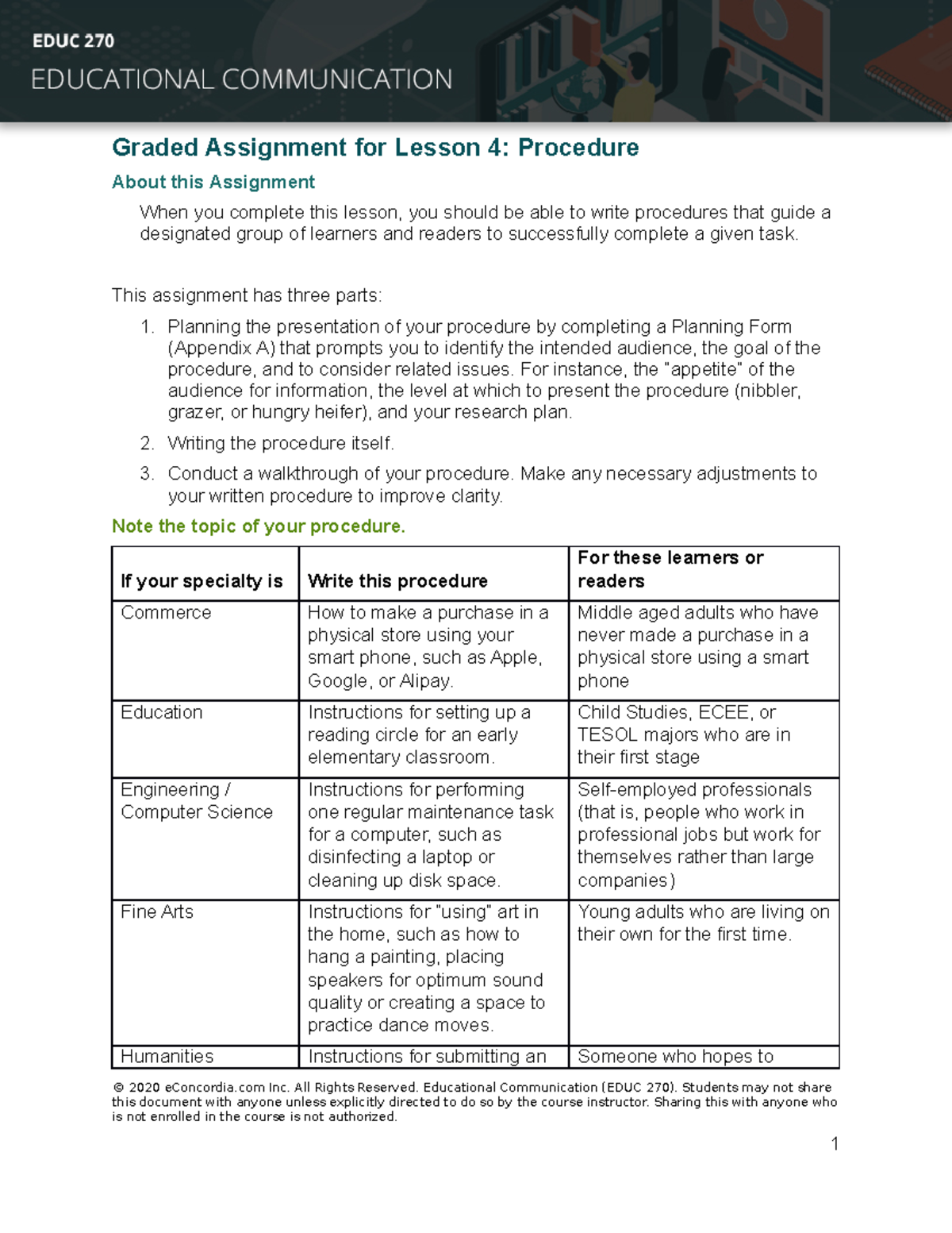Procedure Instructions - Graded Assignment for Lesson 4: Procedure ...