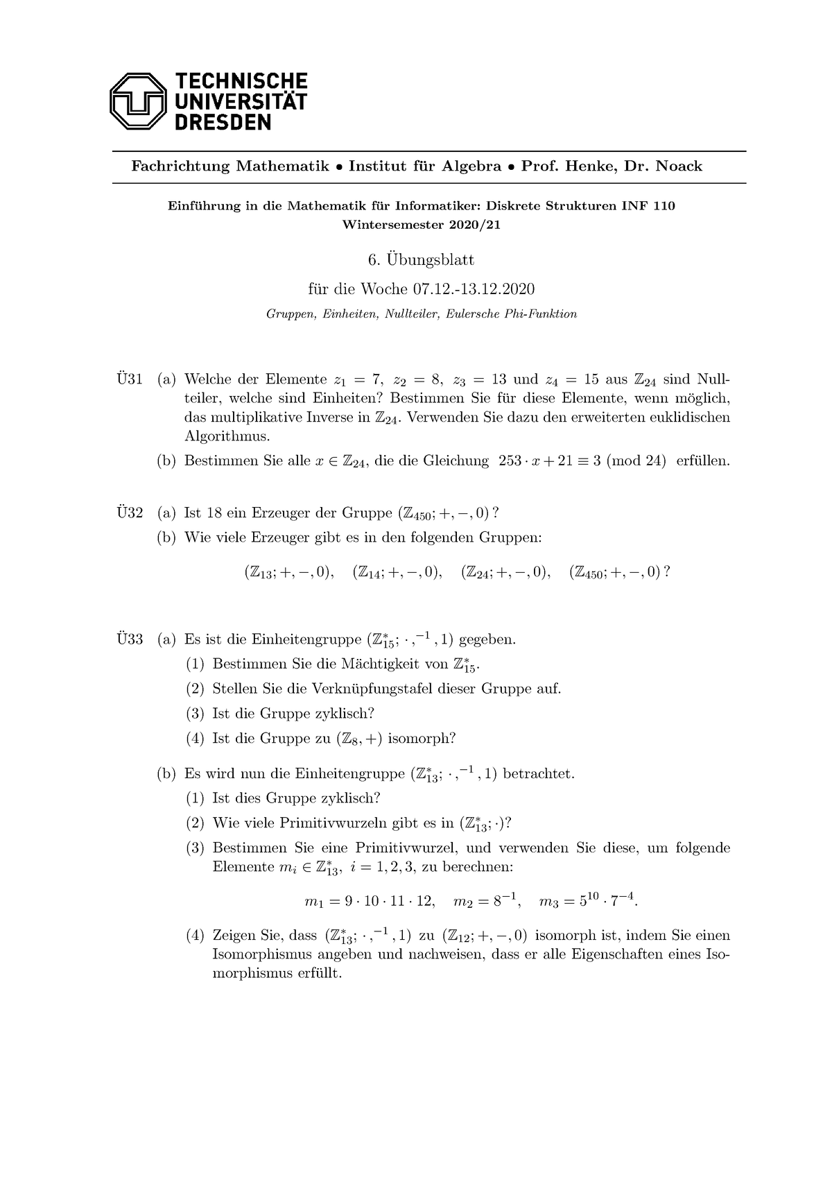 20 DS Ueb06 - Übungsaufgabe 6 - Fachrichtung Mathematik•Institut f ̈ ur ...