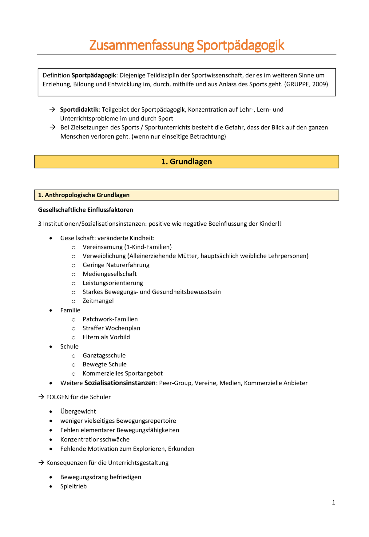 Eine Zusammenfassung Sportpädagogik - Zusammenfassung Sportpädagogik → ...