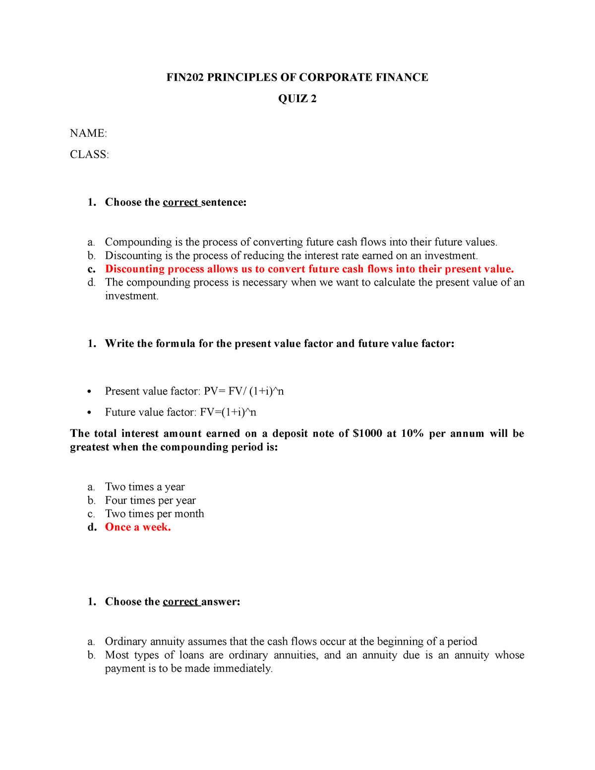 FIN202 Principles OF Corporate Finance - FIN202 PRINCIPLES OF CORPORATE ...