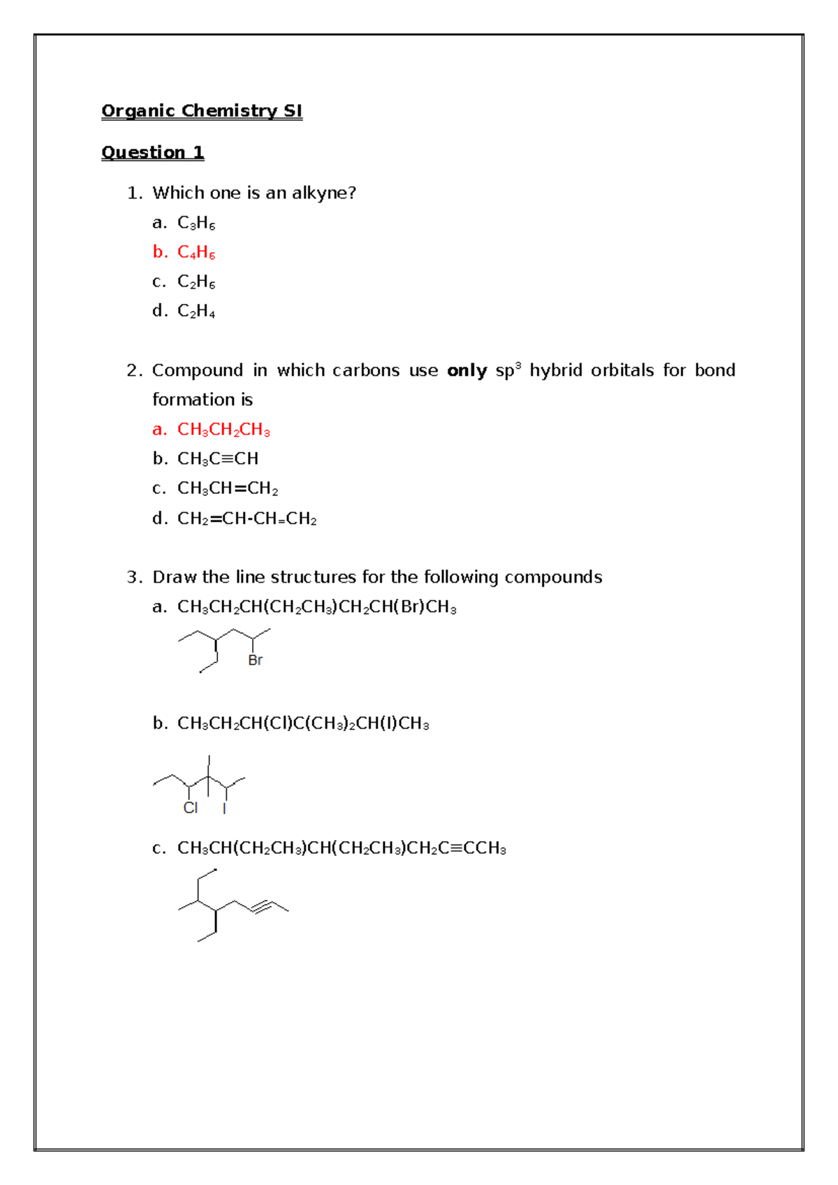 Worksheet 6 solutions - wqertyjuk - Organic Chemistry SI Question 1 1 ...