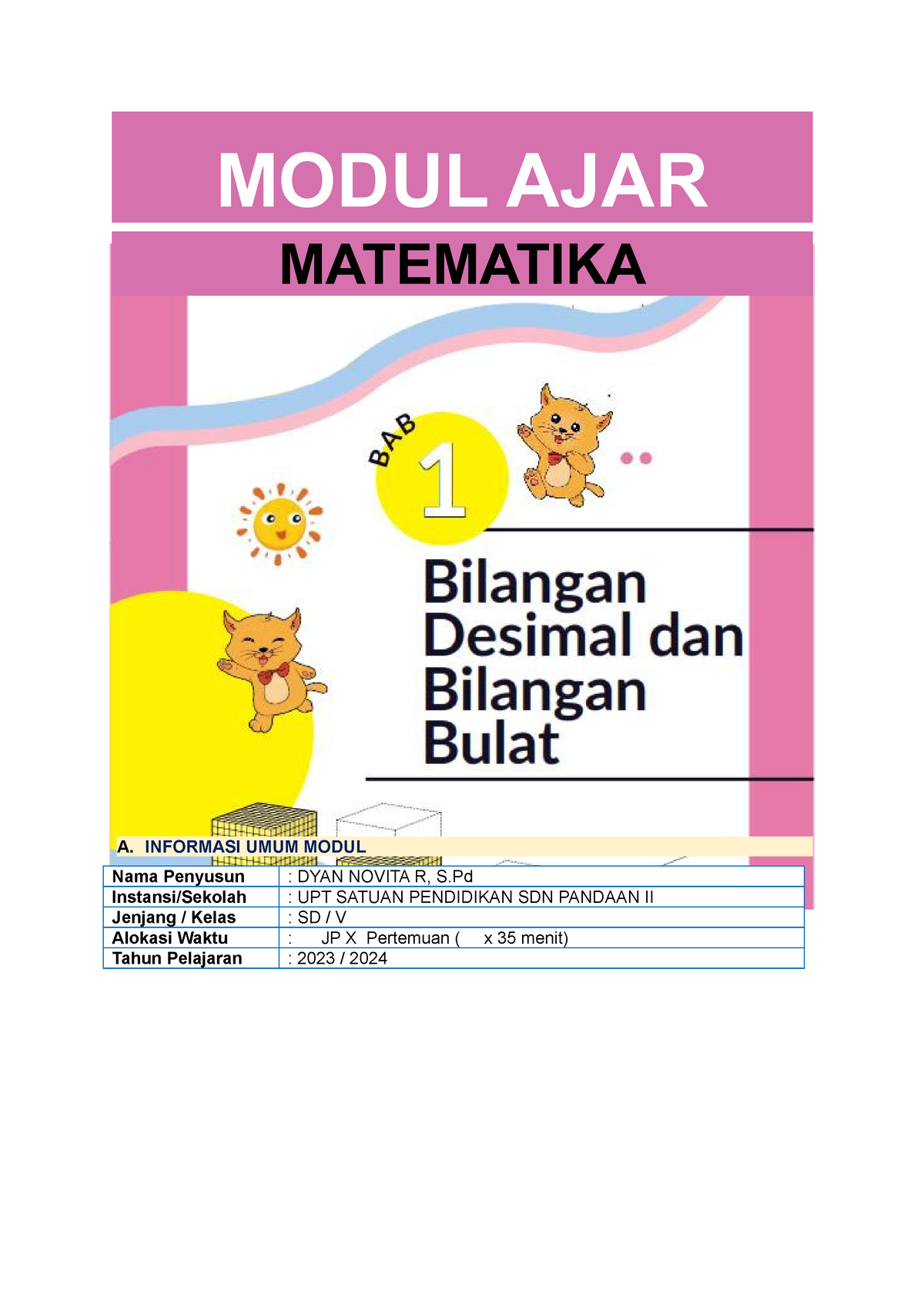 Modul AJAR Matematika UNIT 1 Kelas 5 - Macroeconomic - Studocu