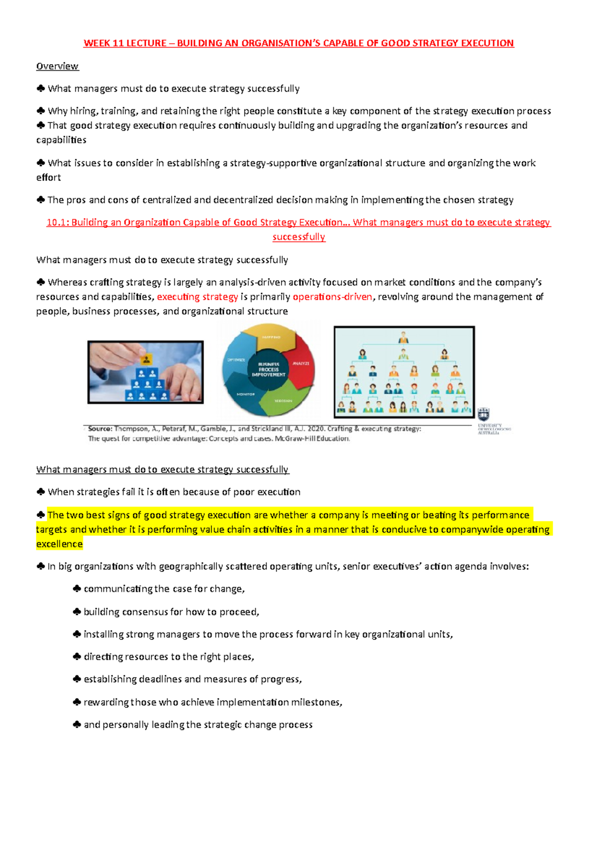 WEEK 11 Lecture - WEEK 11 LECTURE – BUILDING AN ORGANISATION’S CAPABLE ...