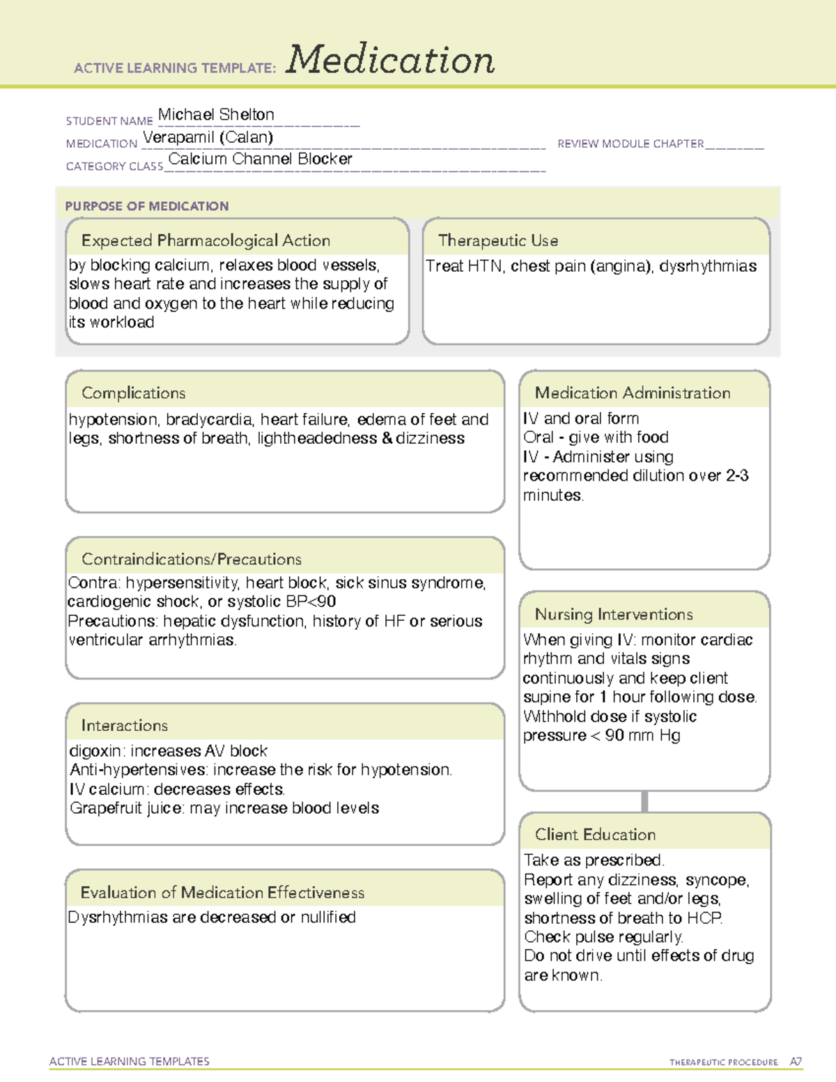 Verapamil - Summary Commons Healthcare - ACTIVE LEARNING TEMPLATES ...