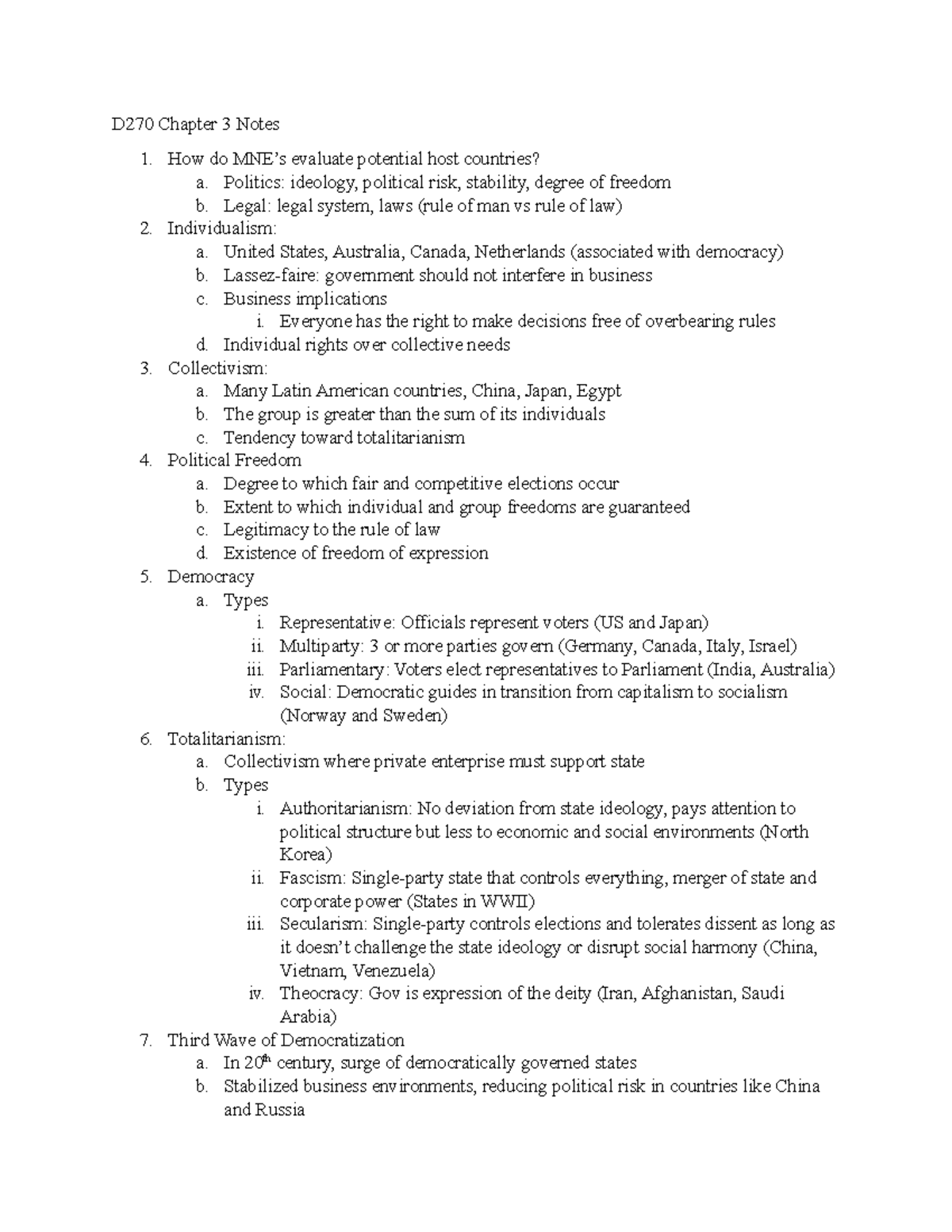 D270 Chapter 3 Notes - Summary International Business - D270 Chapter 3 ...