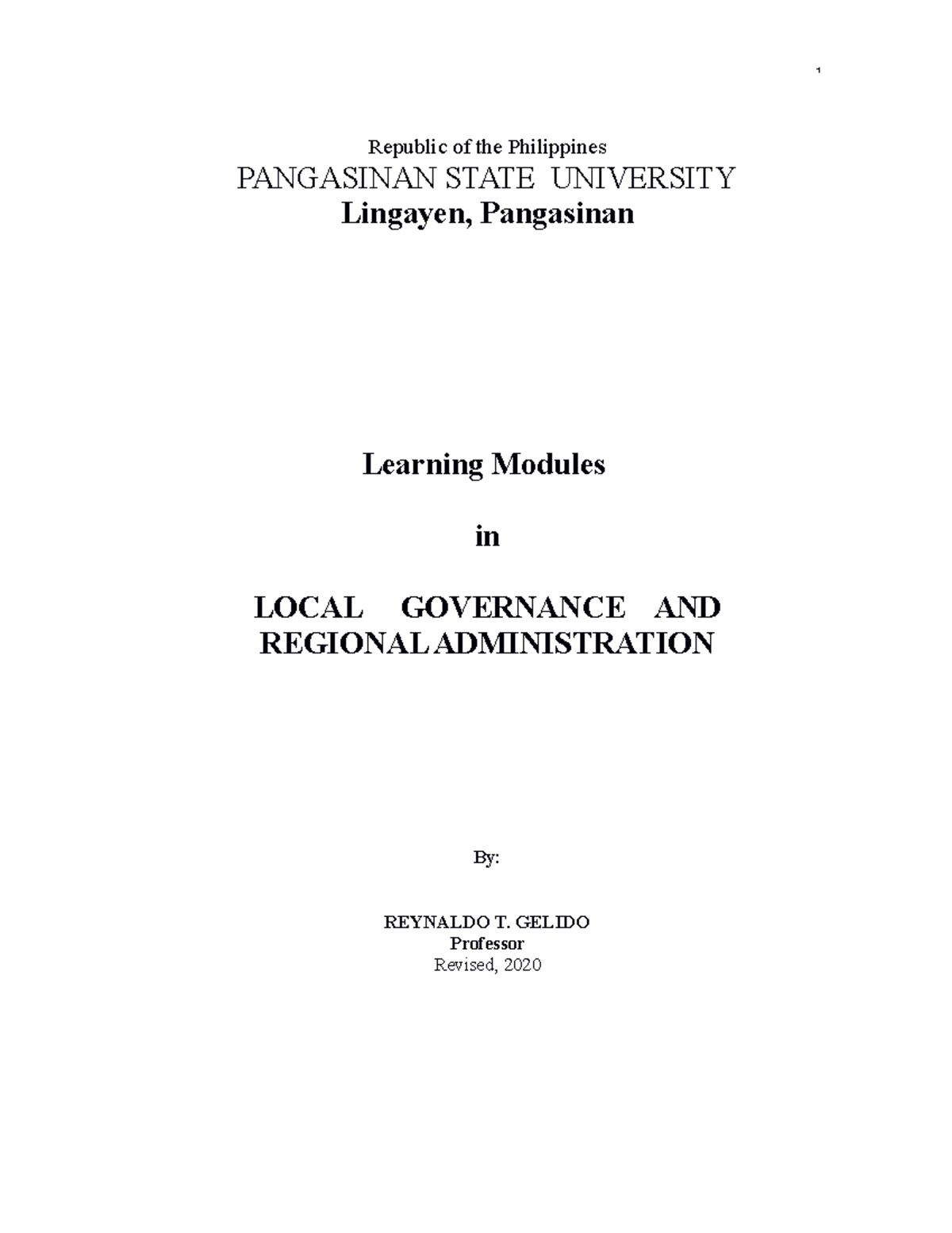 PA 110 Modules Local GOV AND Regional Administration Complete ...