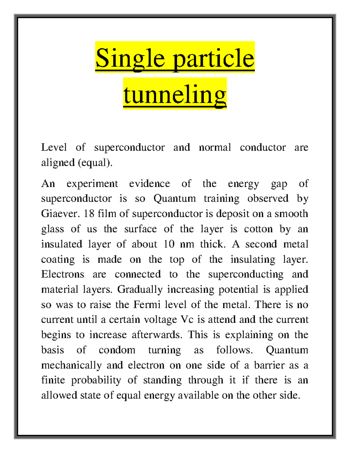 Chapter 2 Single particle tunneling Single particle tunneling Level