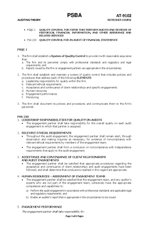 AT-9102 - Study note. - CPA REVIEW SCHOOL OF THE PHILIPPINES AT- M a n ...