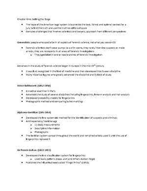 Chapter Three Notes - Crime Scene Investigation: Although each scene is ...