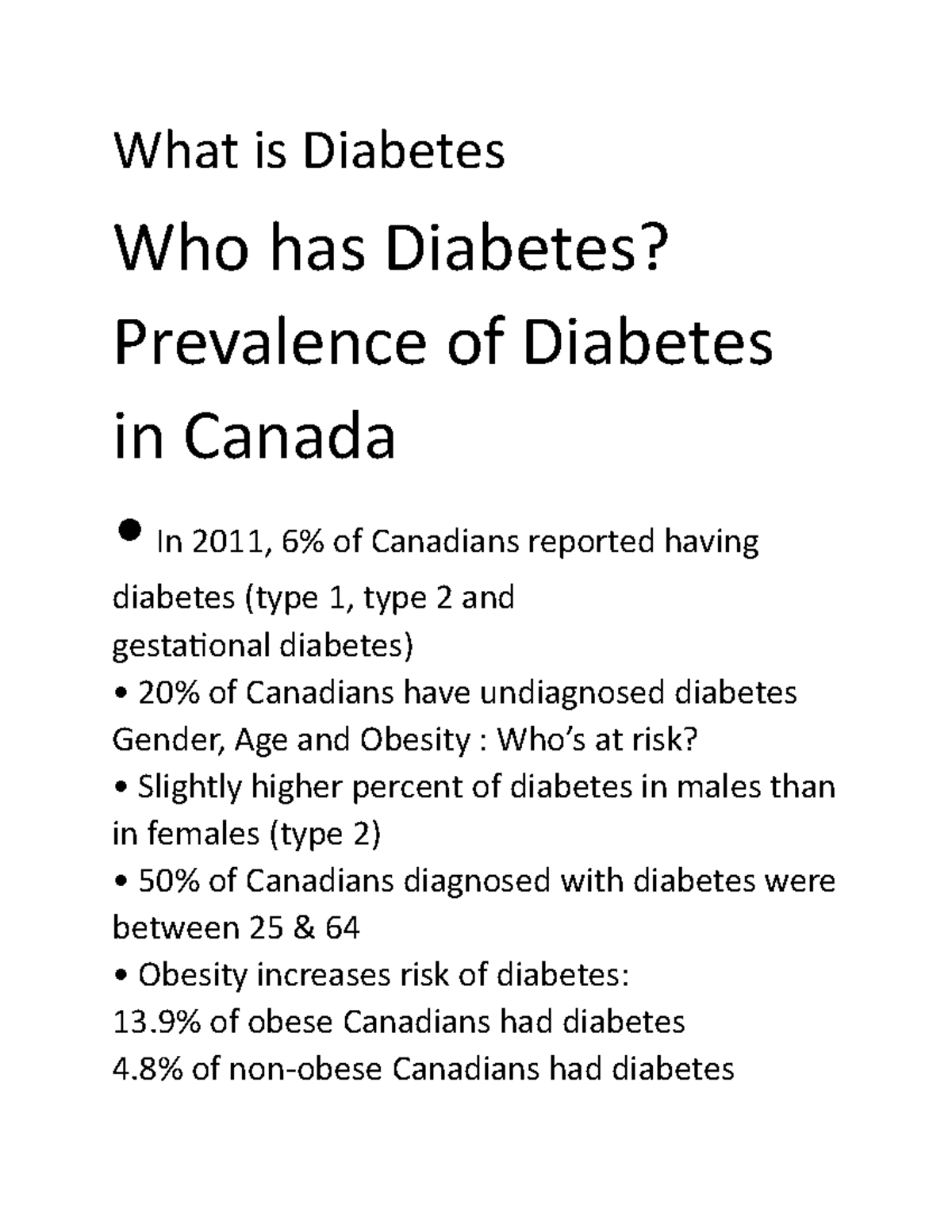week 5 metabolic conditions What is Diabetes Who has Diabetes