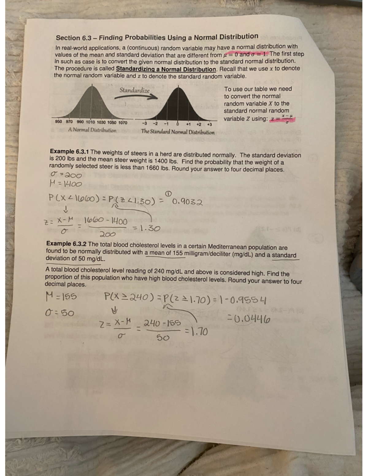 Stats chp 6 pg 4 - Finding probabilities using a normal distribution ...