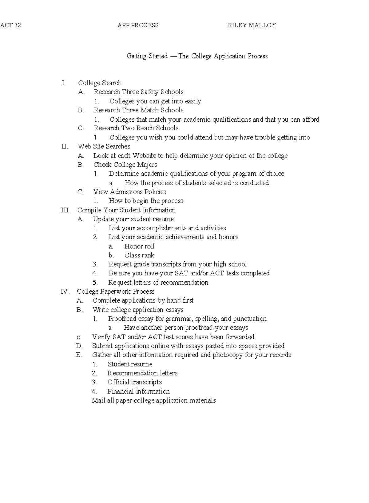 Act32 - ACT 32 APP PROCESS RILEY MALLOY Getting Started — The College ...
