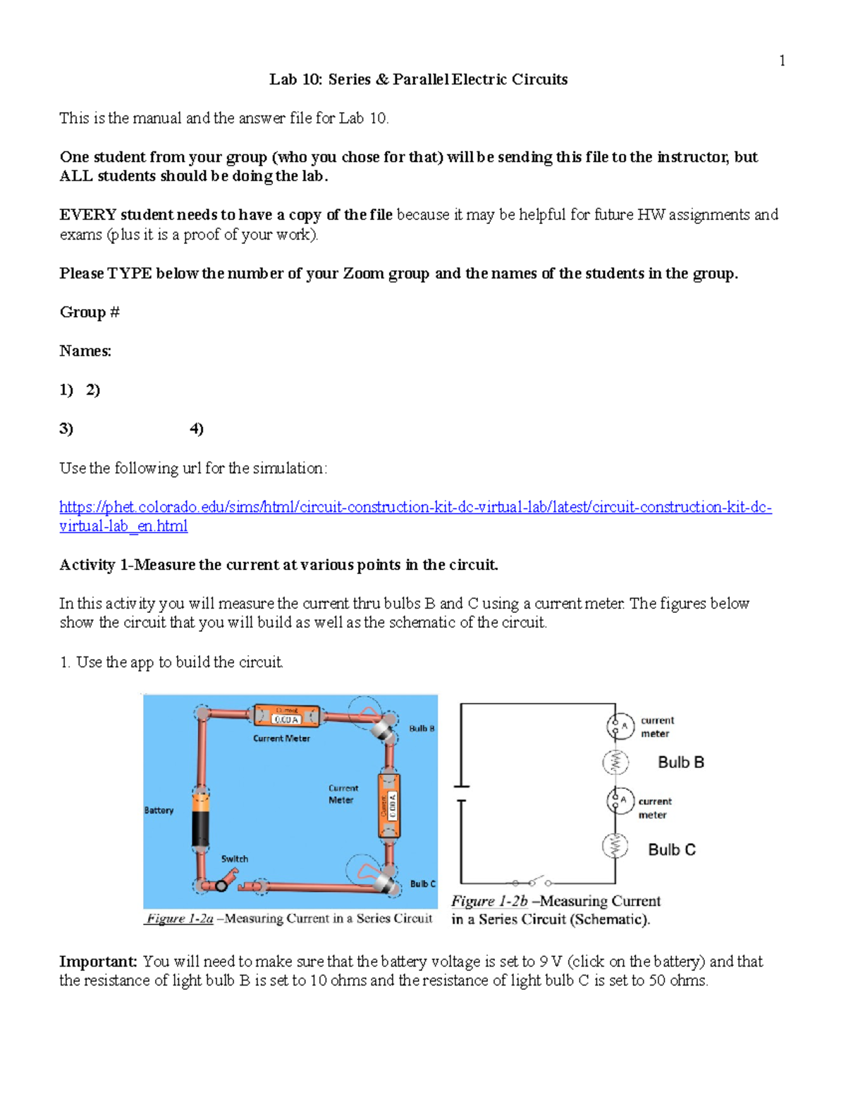 Lab10Series Parallel Circuits Lab 10 Series & Parallel Electric