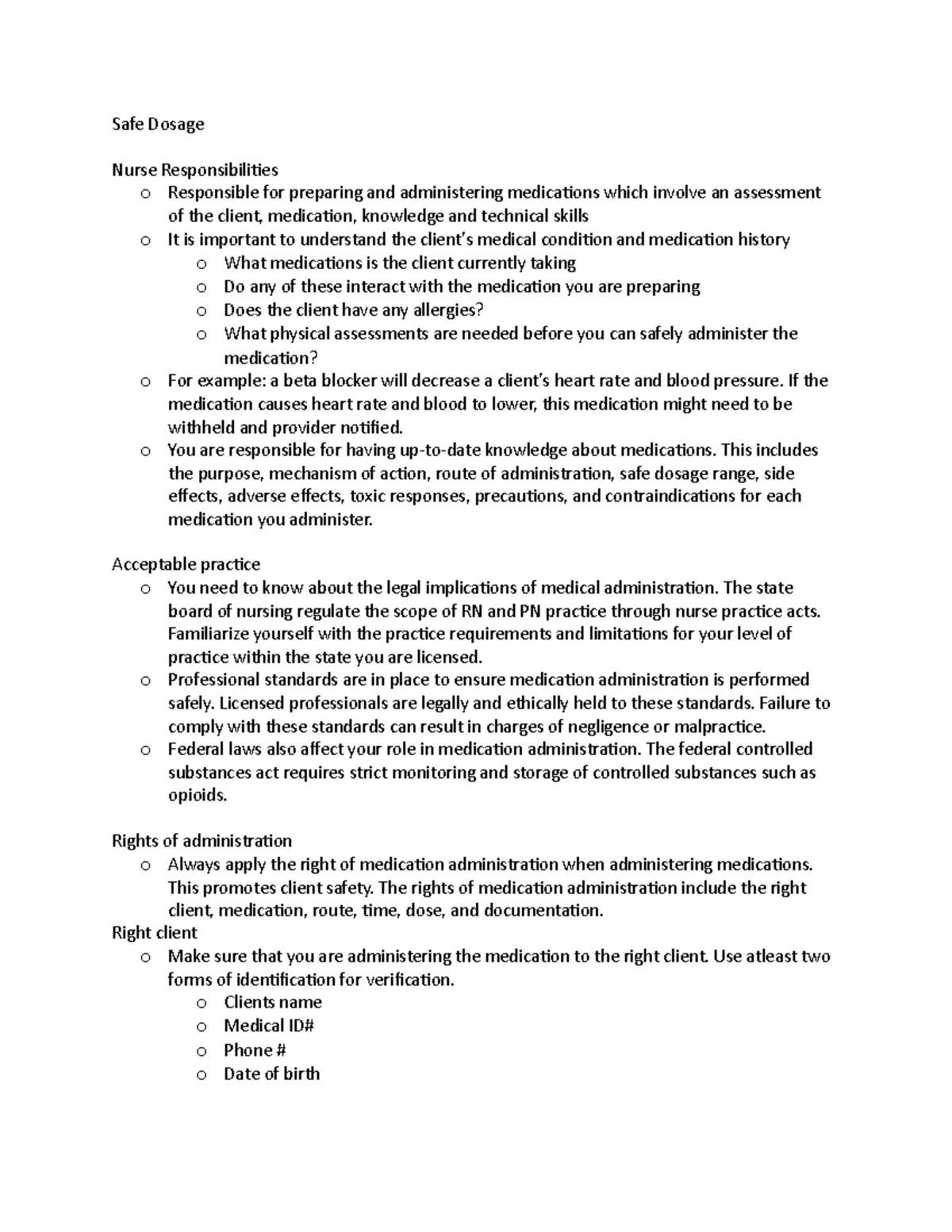 Safe Dosage - Safe Dosage Nurse Responsibilities o Responsible for ...