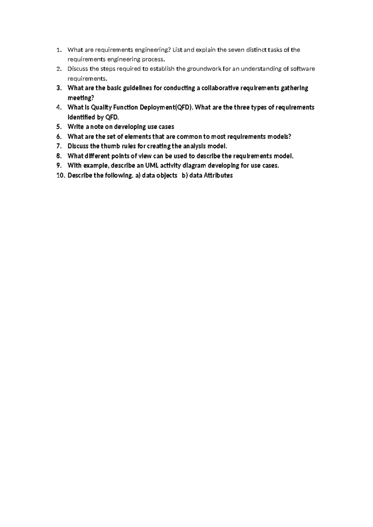 Module 2 & 4 Questions - Paper - What are requirements engineering ...