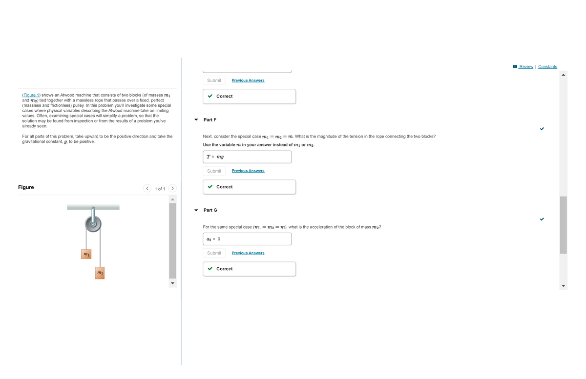 Mastering Physics Ch 05 HW - Atwood Machine Special Cases 4 - 1 Of 1 ...