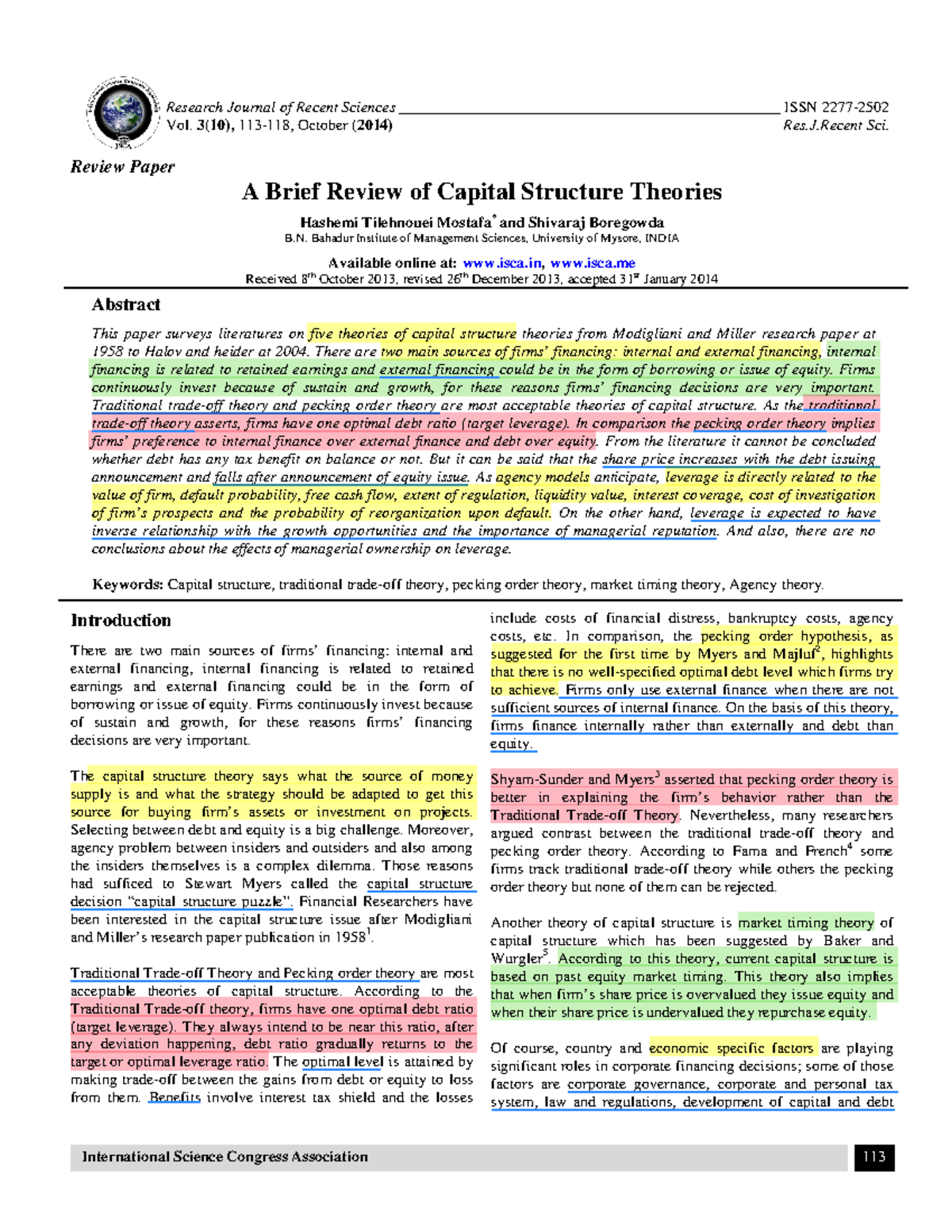 dynamic capital structure research paper