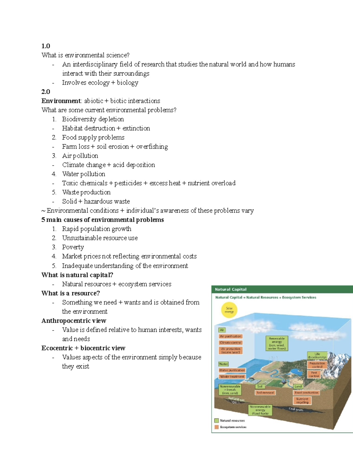 2485B notes - Year 2022-2023 - 1. What is environmental science? - An ...