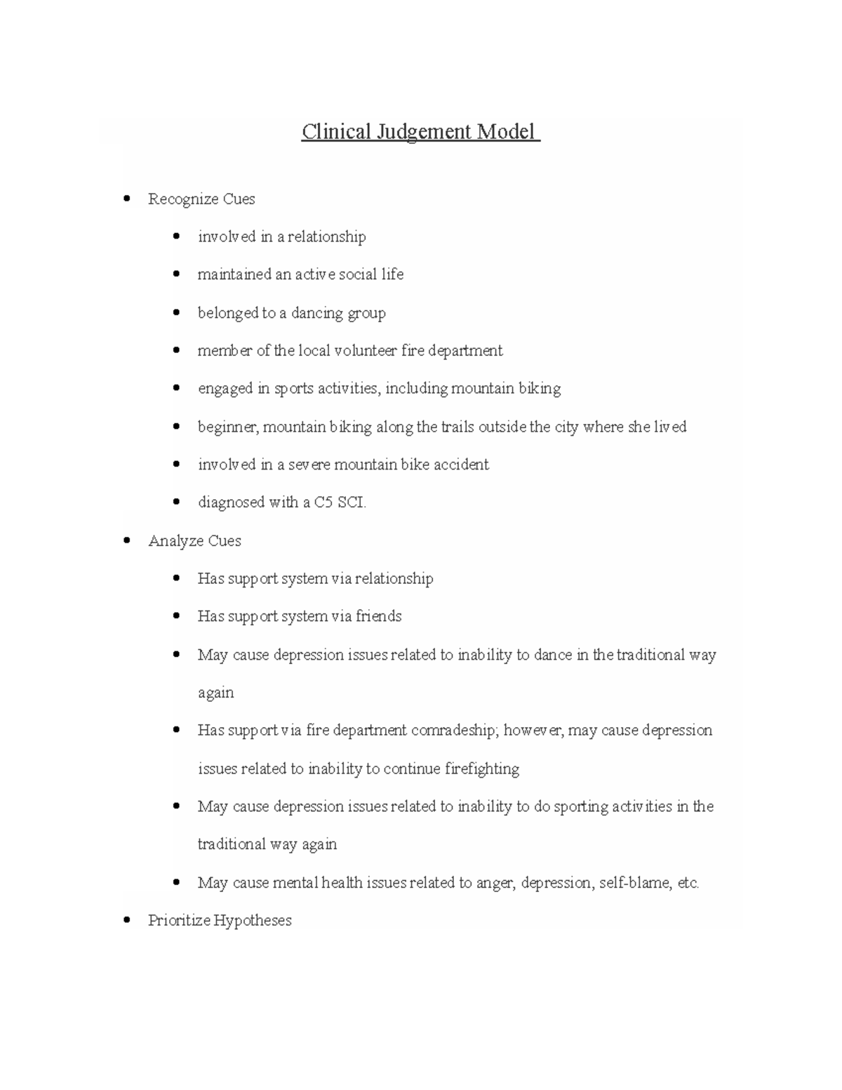 clinical judgement case study 1