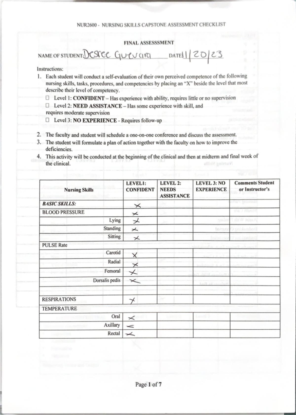 Nurses final skill assessment - NUR2600 NURSING SKILLS CAPSTONE ...