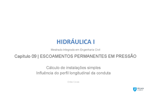 Aula 23 Hidr I - Resumos Hidraulica - HIDRÁULICA I Mestrado Integrado ...