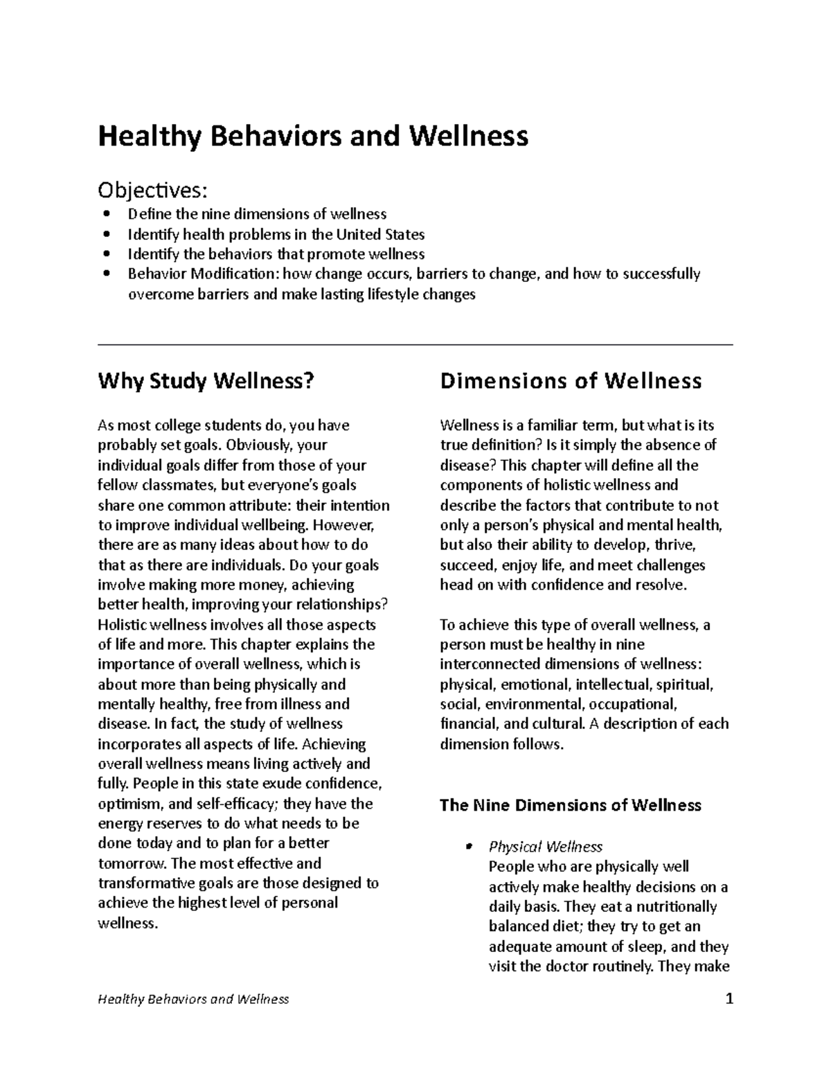 Wellness Flynn et al 2018 Healthy Behaviours and Wellness from