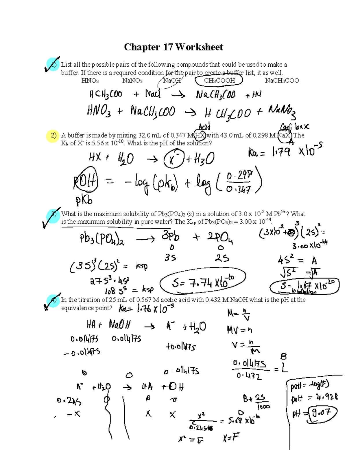 Chapter-17-Worksheet - Chapter 17 Worksheet List all the possible pairs ...