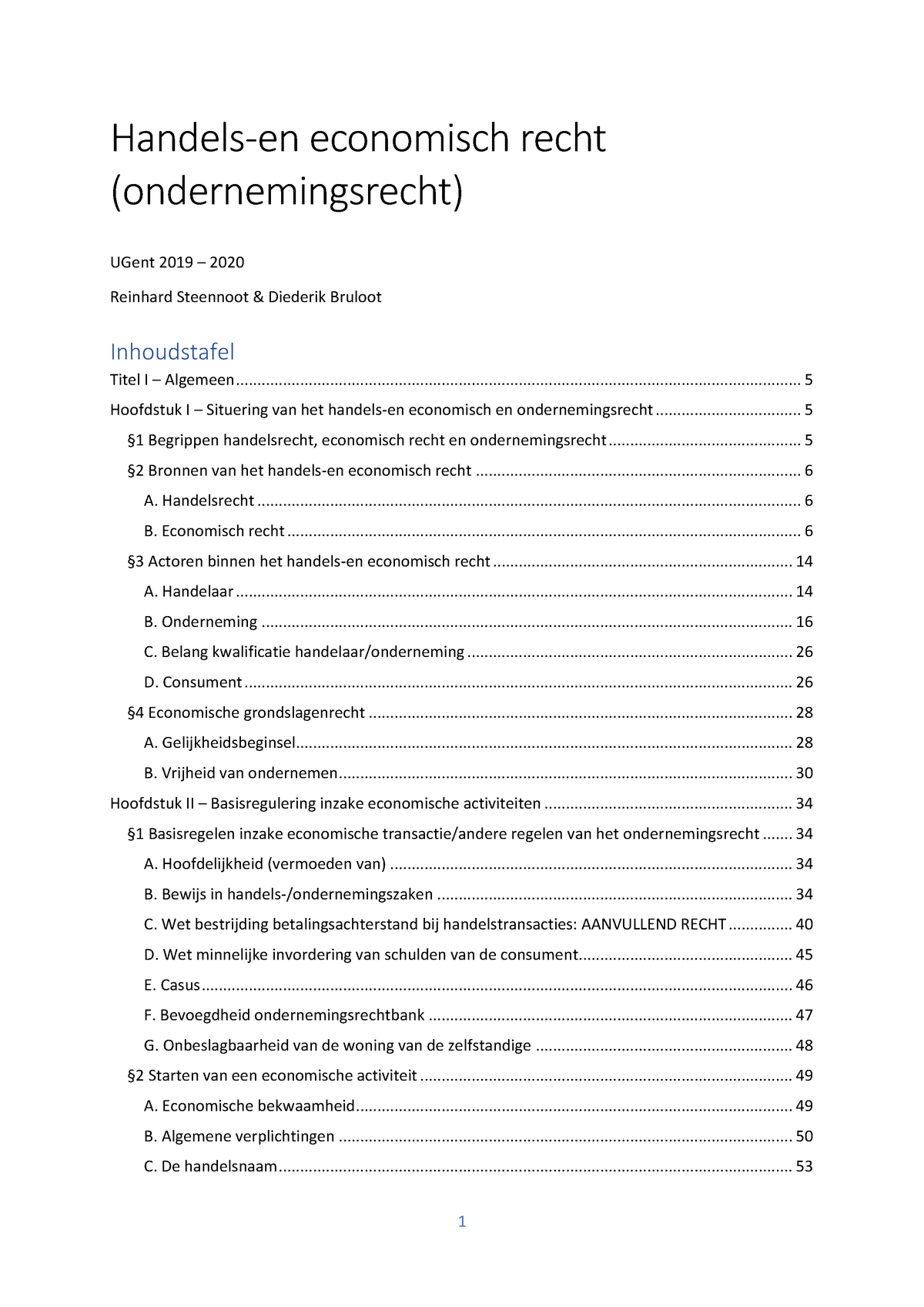 Samenvatting Handels-en Economisch Recht 2019-2020 (zonder ...