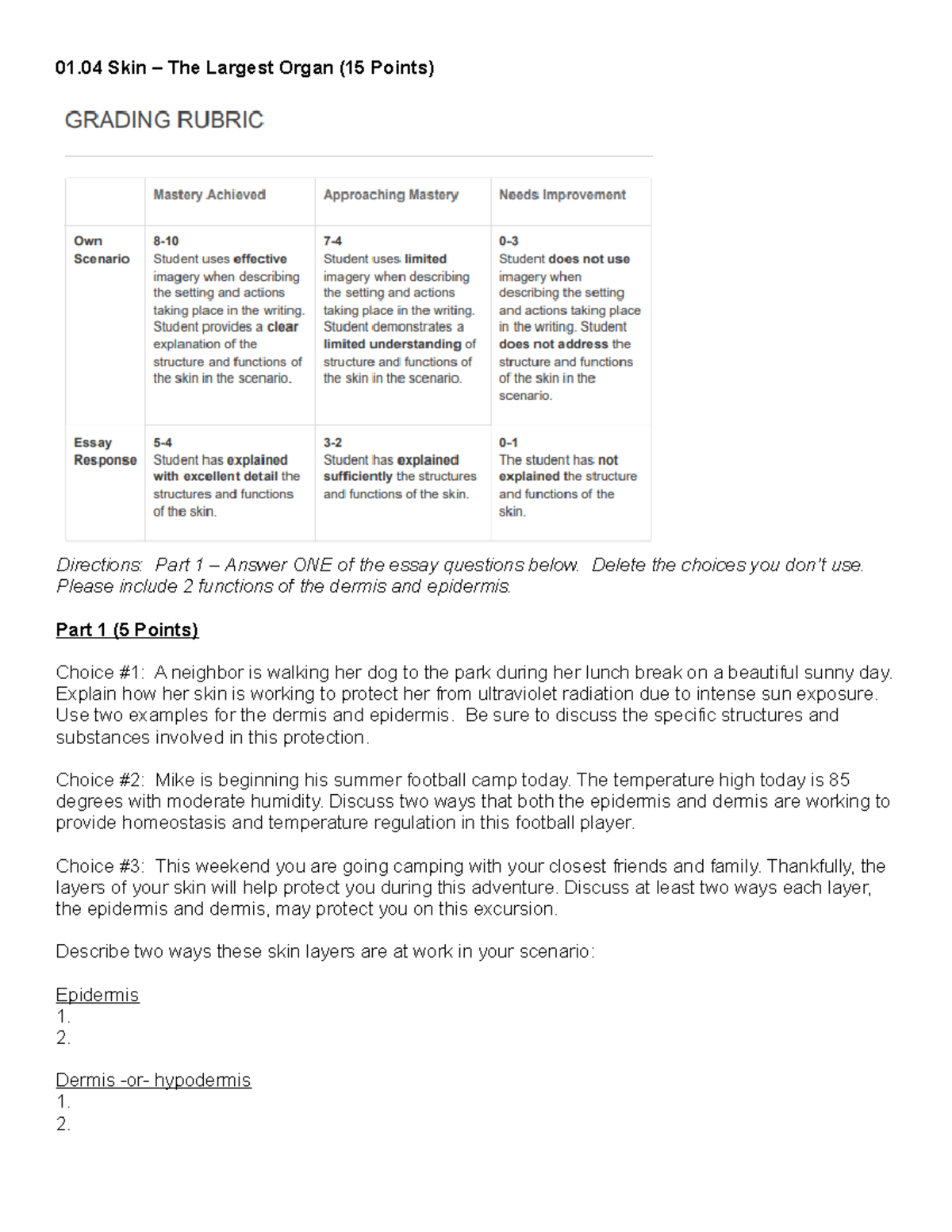 01.04 Assignment - this is about science - 01 Skin – The Largest Organ ...