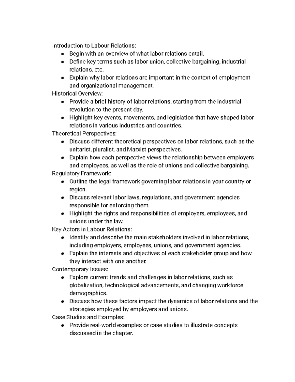 Chapter 1 overview - Introduction to Labour Relations: Begin with an ...