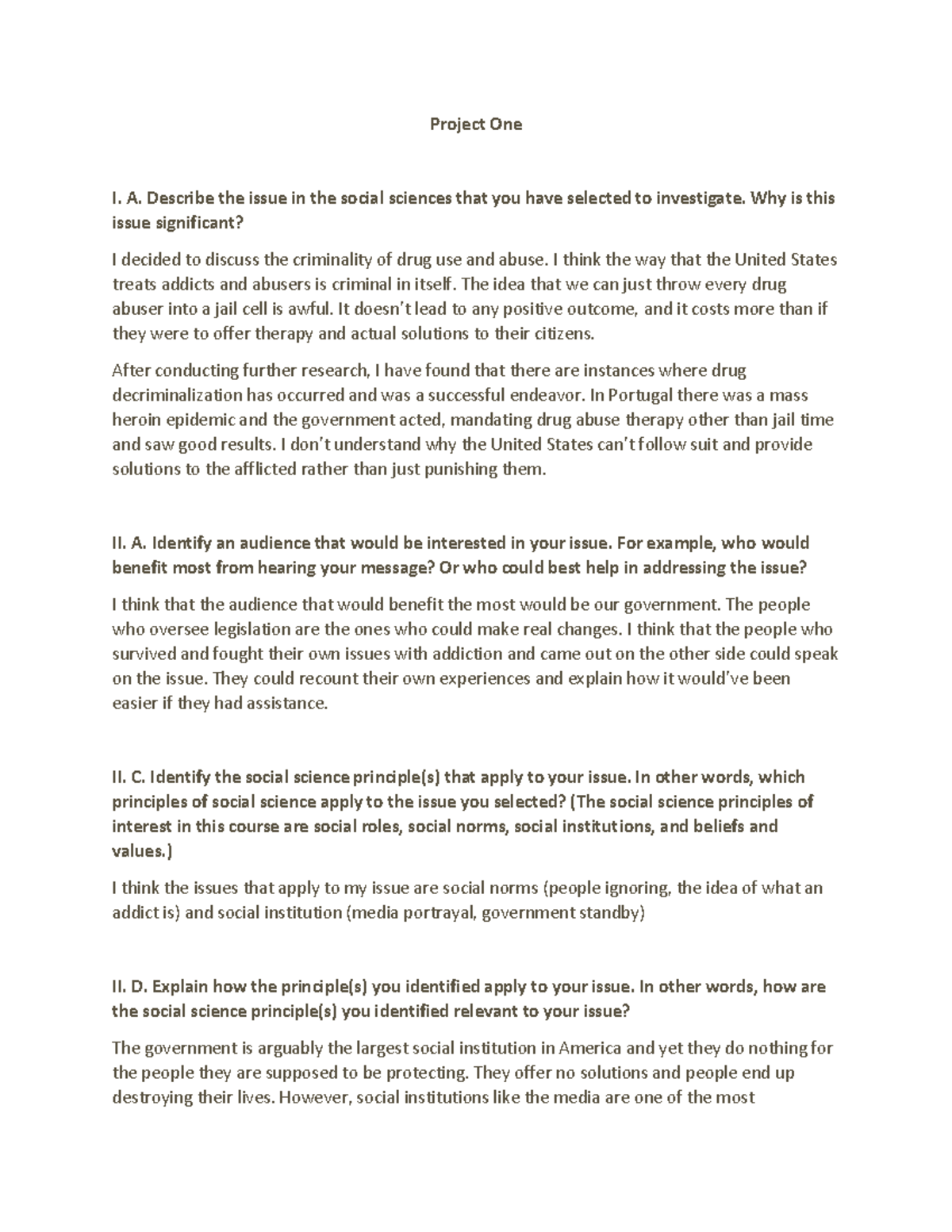 Project One (Module Four) - Project One I. A. Describe the issue in the ...