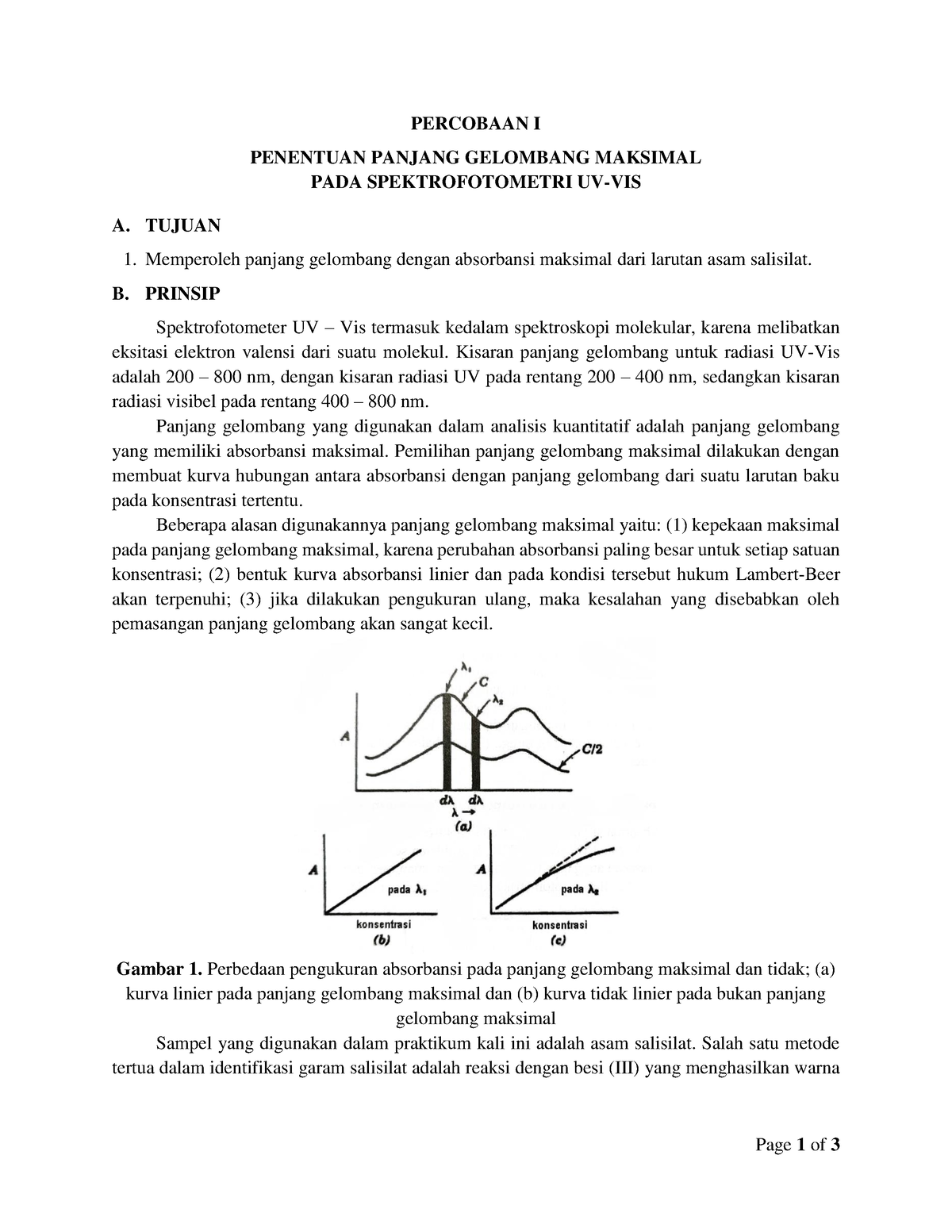 1 Penentuan Panjang Gelombang Maks Page 1 Of 3 Percobaan I Penentuan