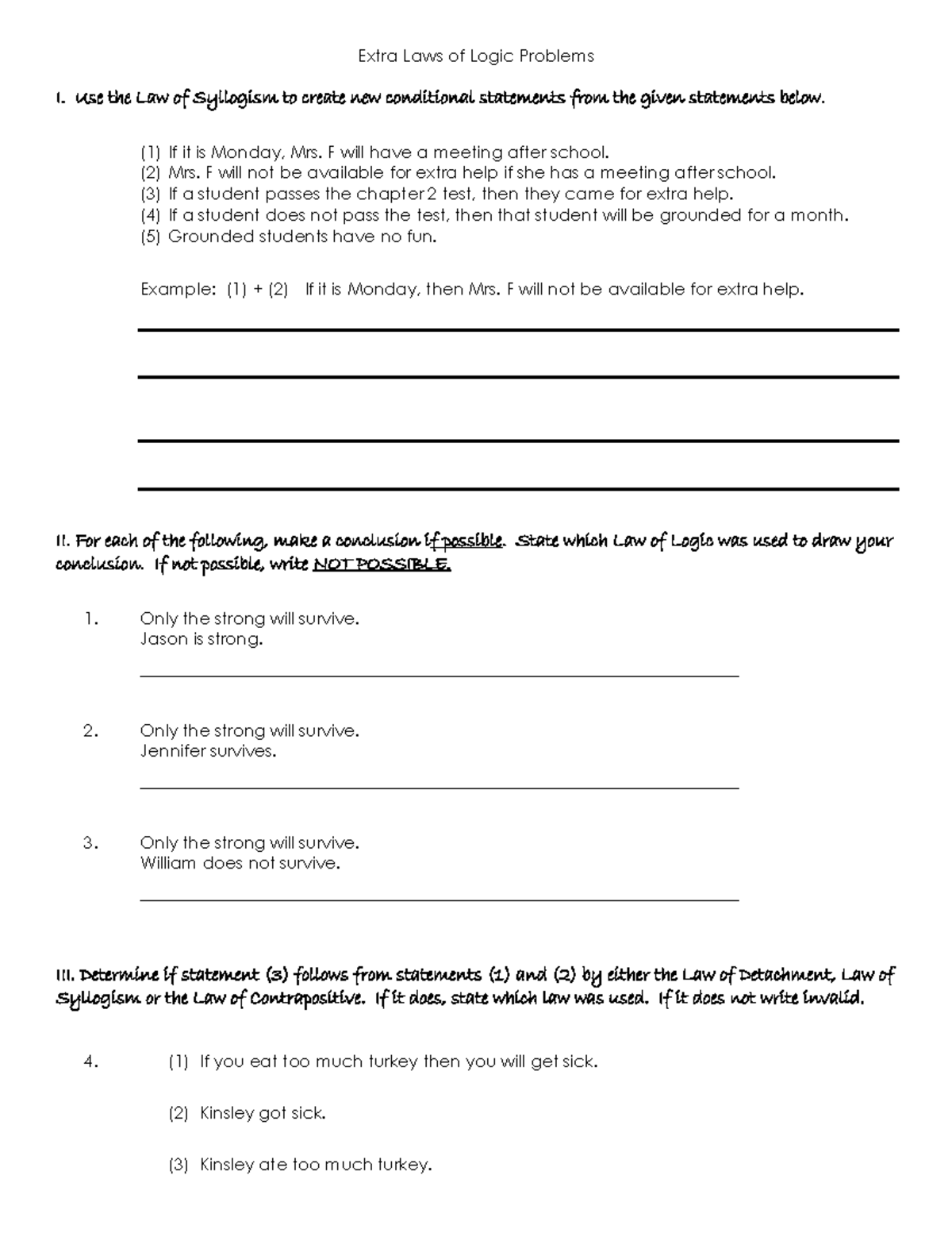 Extra Laws of Logic Problems - Use the Law of Syllogism to create new ...