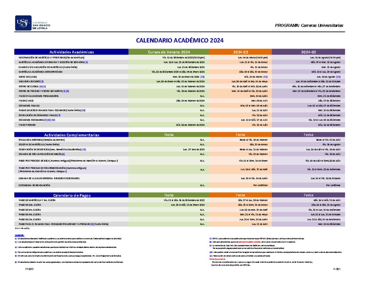 Calendario academico 2024 0 2