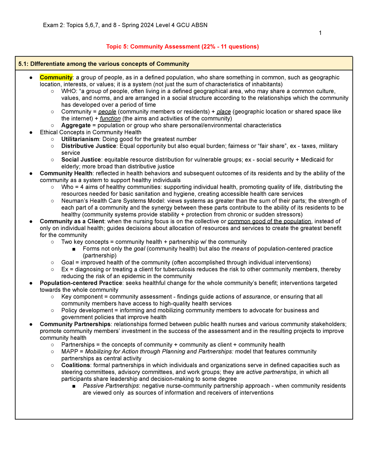 NSG 440 Exam 2 Study Guide - Exam 2: Topics 5,6,7, And 8 - Spring 2024 ...