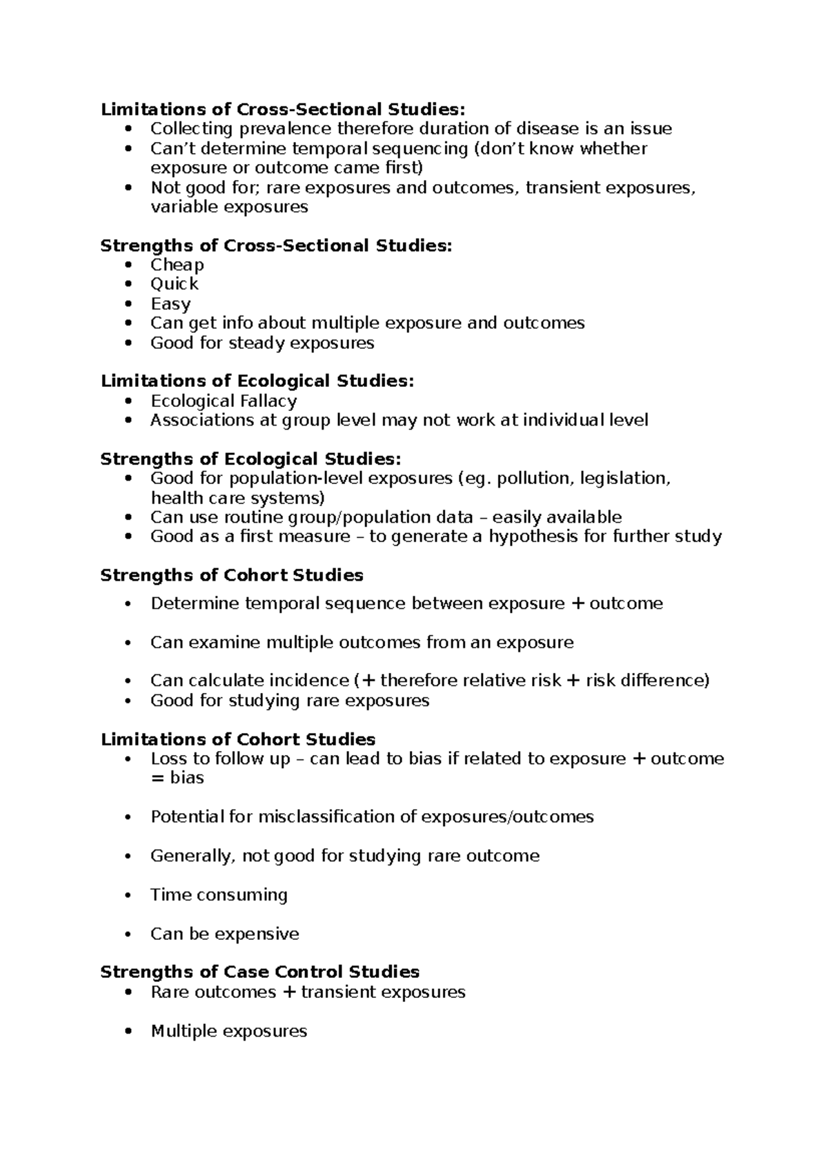 Strengths And Limitations Of The Studies Limitations Of Cross 