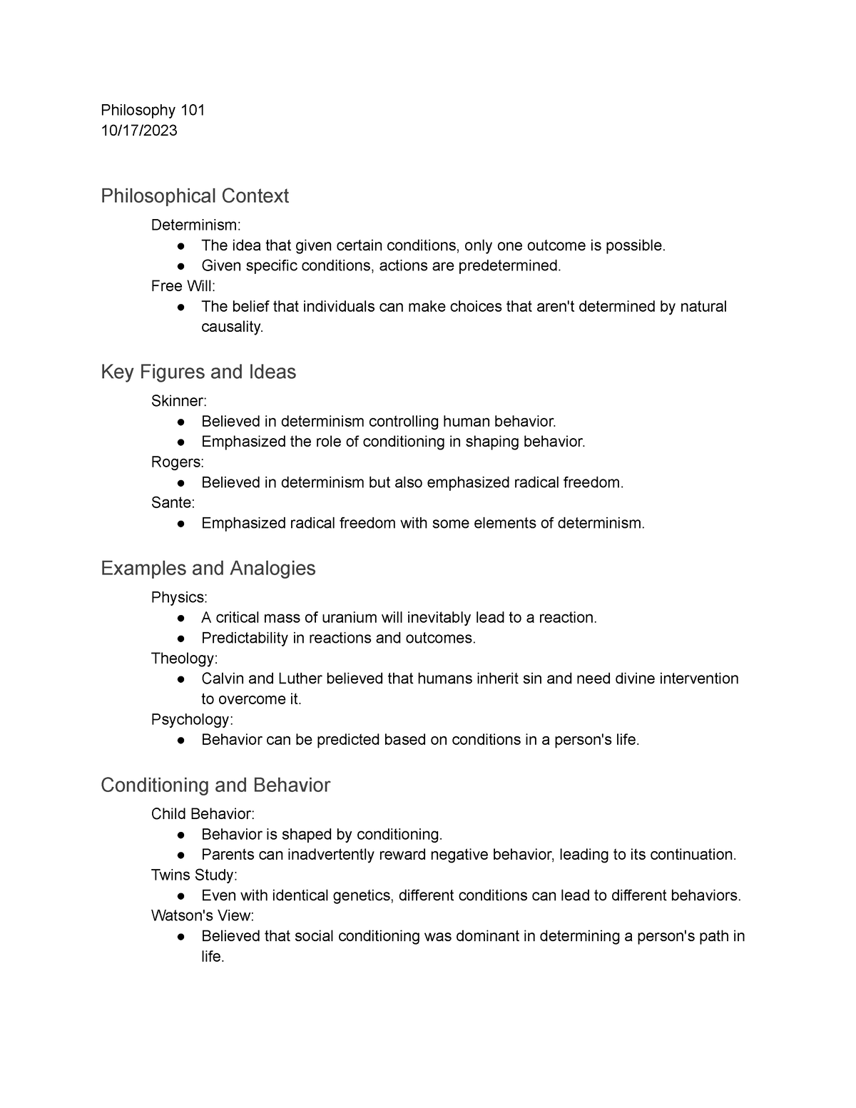 Philosophy 101 notes - Philosophy 101 10/17/ Philosophical Context ...