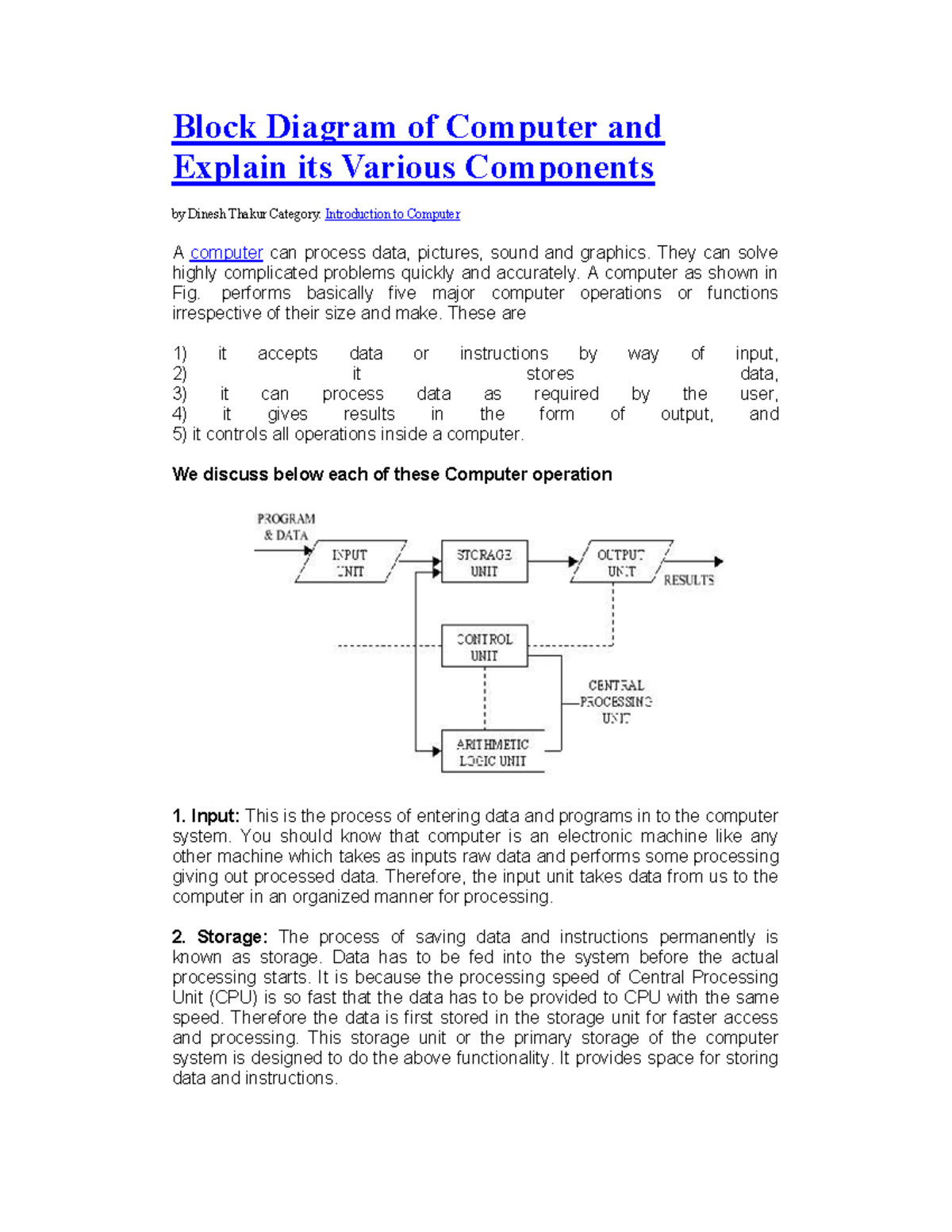 Hardware of computer 3 - Block Diagram of Computer and Explain its ...