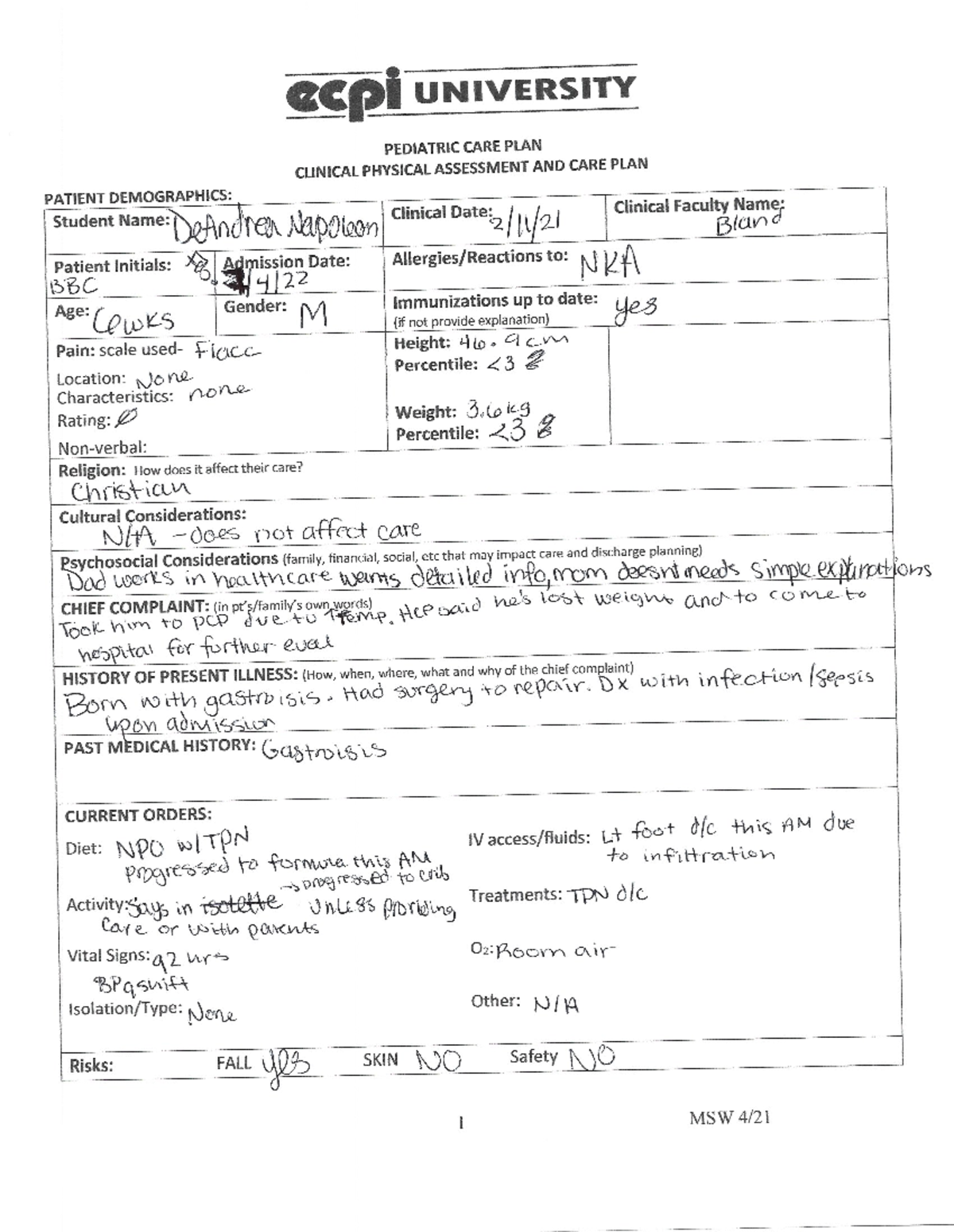 Peds Clinical Day2 Nursing Care Plan For Pediatric Care Ecpi   Thumb 1200 1549 