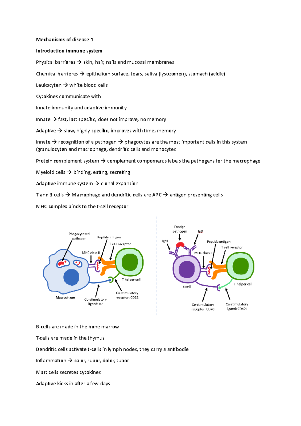 Mechanisms of disease 1 - Activation inflammation, 2. Recognition of ...