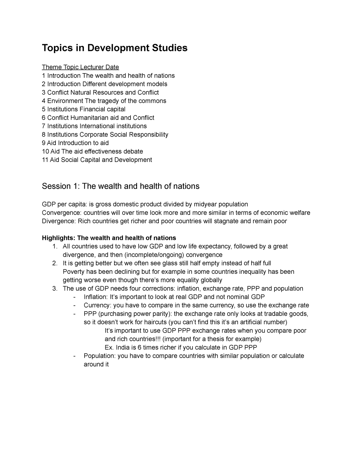 development studies thesis topics