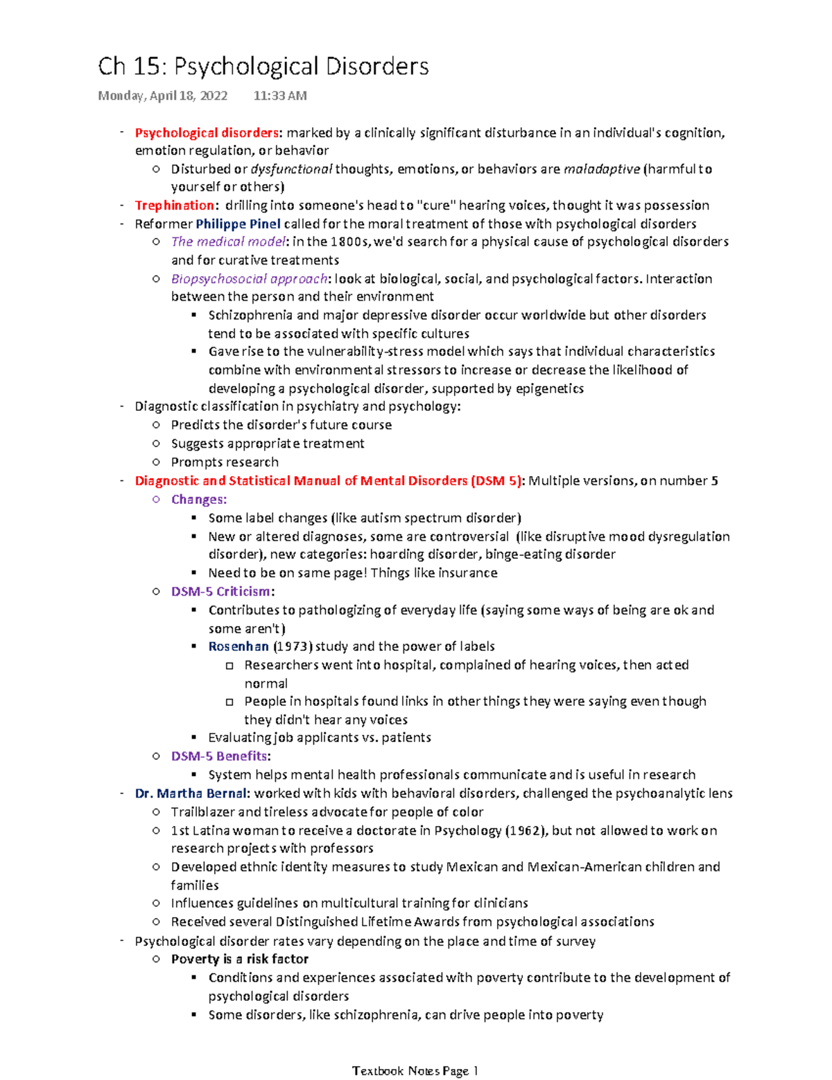 Ch 15 Psychological Disorders - Psychological Disorders: Marked By A ...