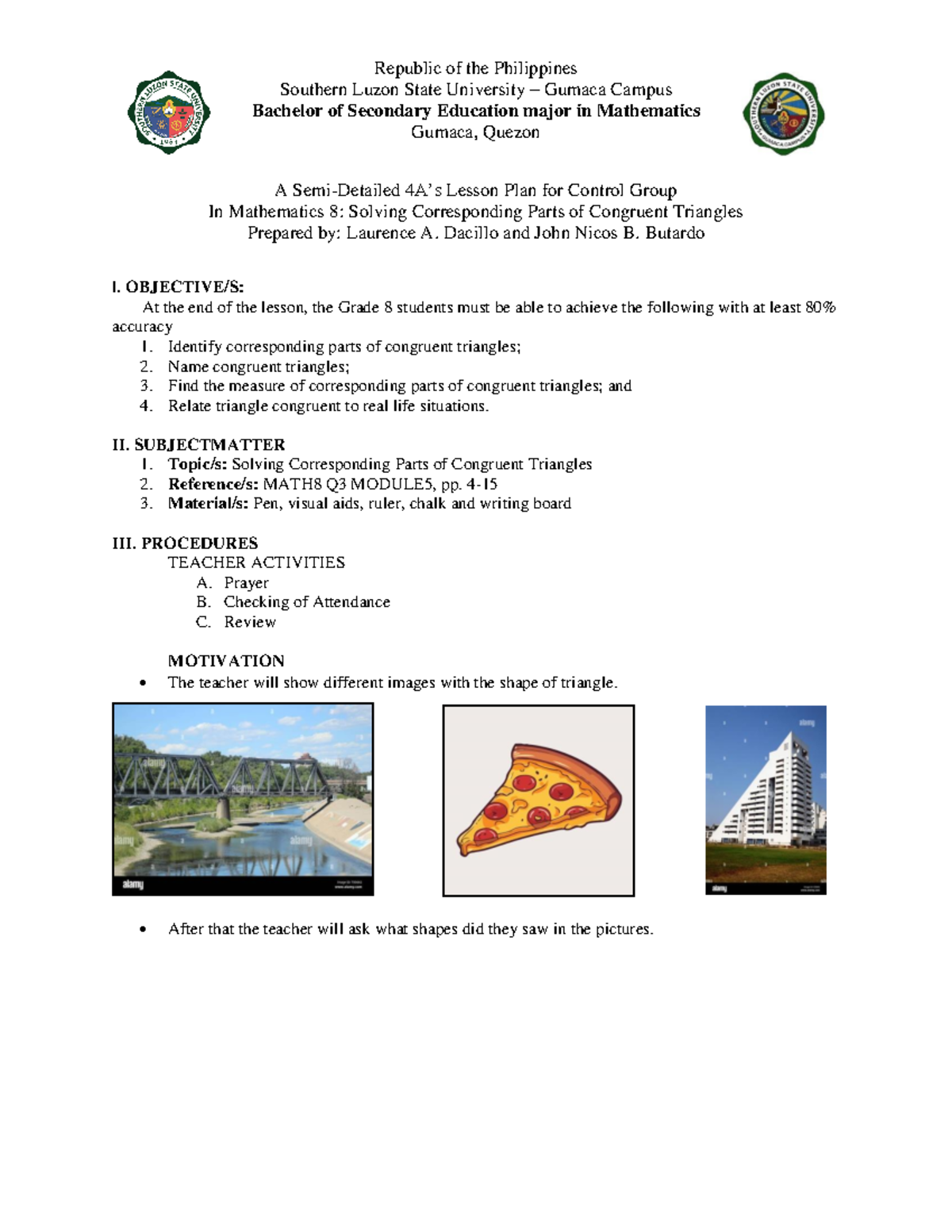 THE Final Lesson PLAN FOR Control Group - Republic of the Philippines ...