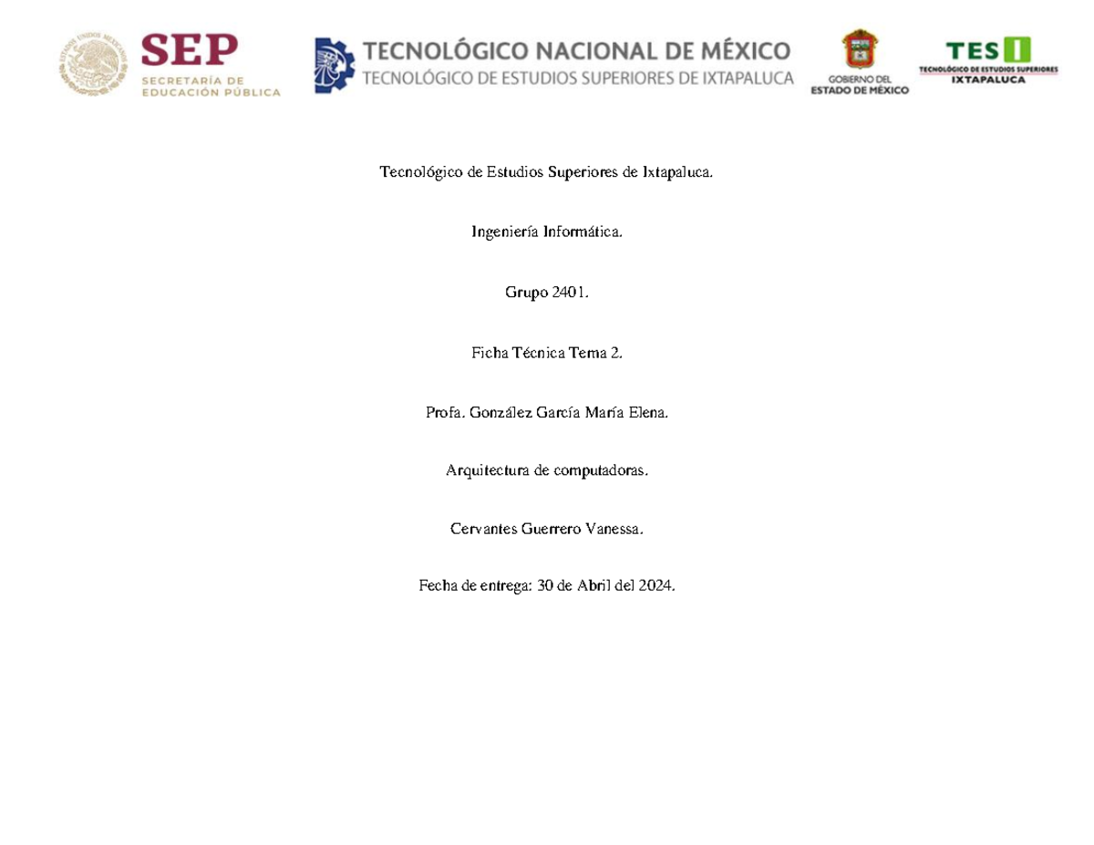 Tema 2: Memorias - Tecnológico de Estudios Superiores de Ixtapaluca