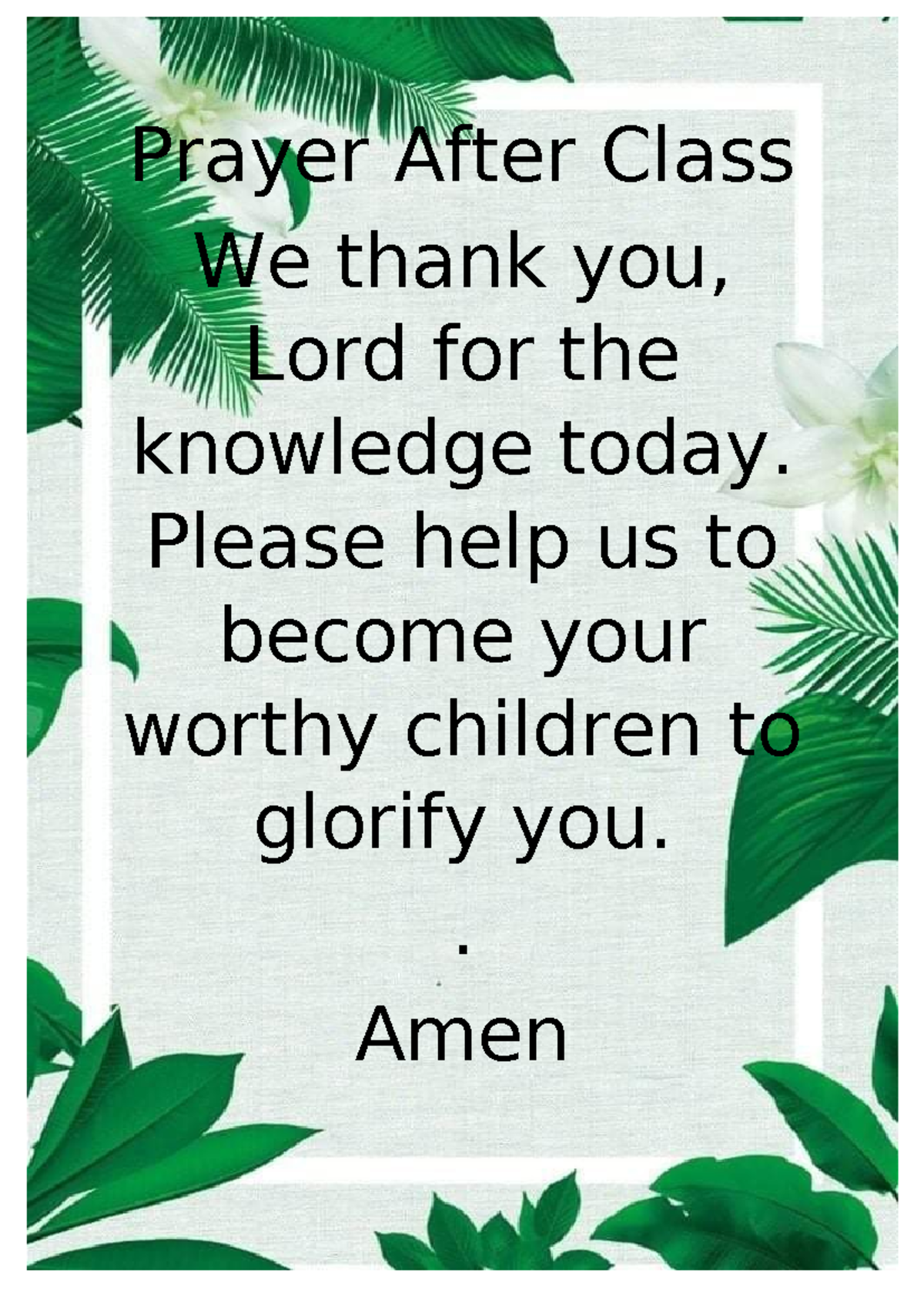 After prayer - Technology for Teaching and Learning 1 - Prayer After ...