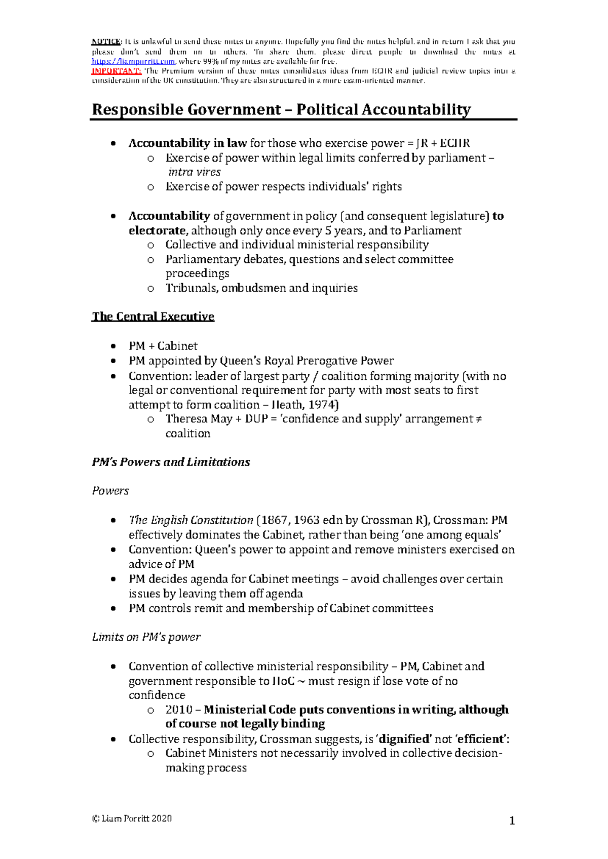 02 Responsible Government – Political Accountability - NOTICE: It is ...