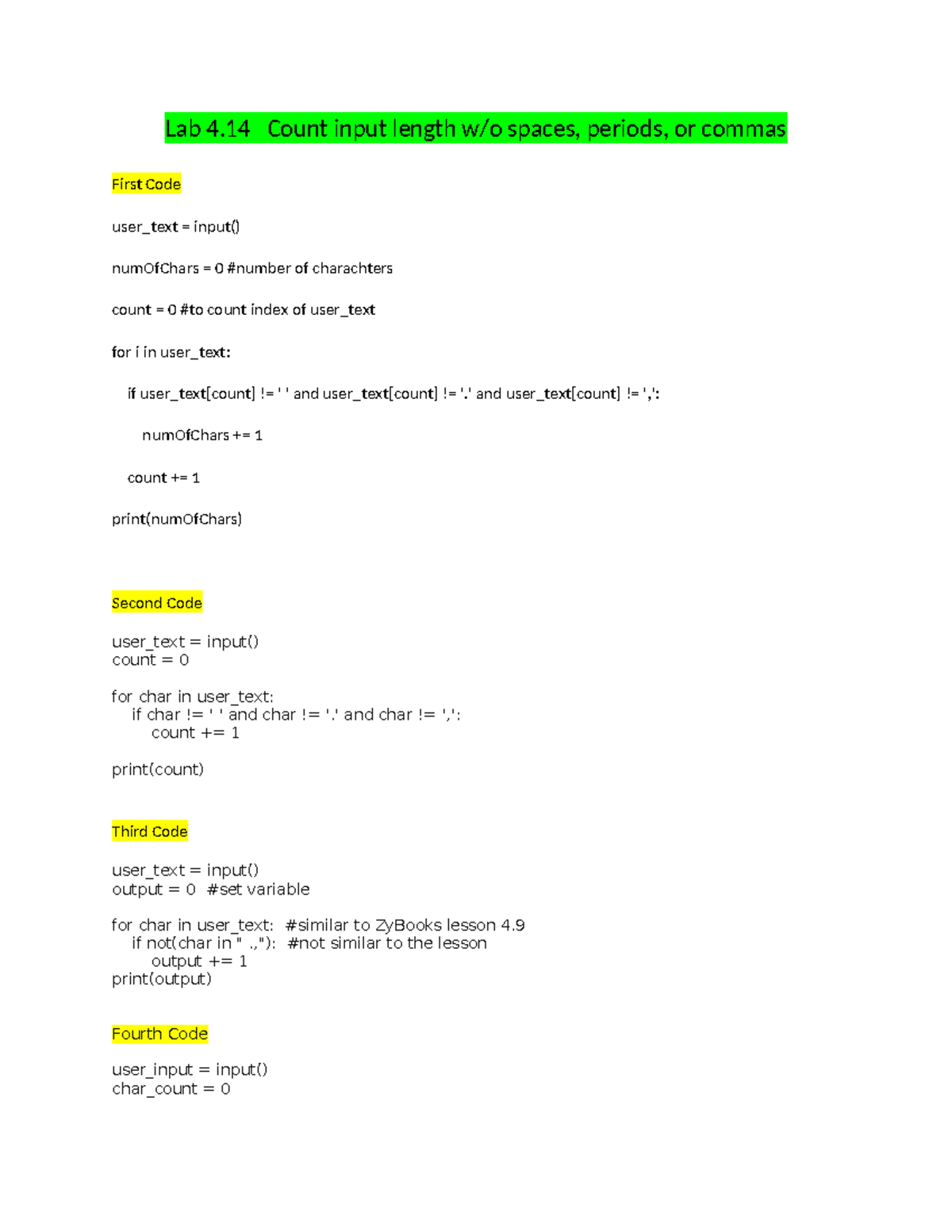 Lab 4 14 IT 140 - Lab 4.14 - Lab 4 Count input length w/o spaces ...