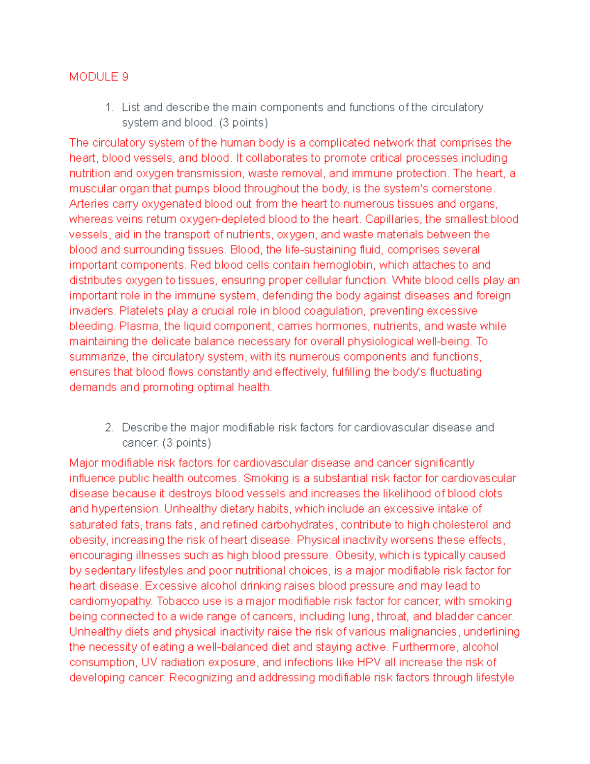 Module 9 - Assignment questions - MODULE 9 List and describe the main ...